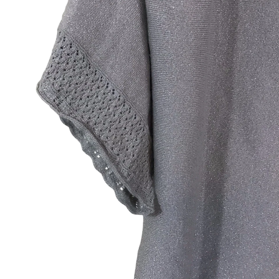 Top de mujer WILLI SMITH metálico brillante hombros fríos mangas 3/4 talla Lg Foto 4 de 4