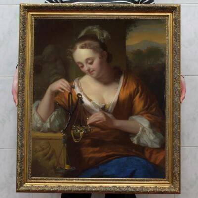 Old Master-Art Antique Oil Painting Portrait Noblewoman girl on canvas 24''x30''