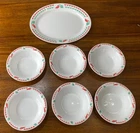 Vintage Corelle Corning Fiesta Red Hot Chili Peppers 6 Bowl & 1 Serving Platter