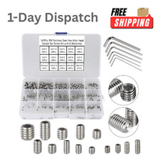 340Pcs Metric Hex Socket Set Screws M2.5-M8 304 Stainless Steel Kit.