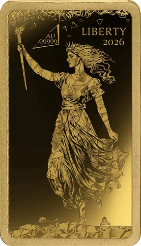2026 Solomon Islands World's Purest Bullion II Liberty 1/100 oz Gold Proof Bar