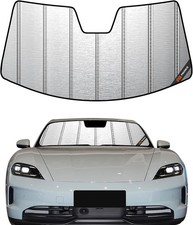 Windshield Sun Shade For Porsche Taycan Metallic Silver Finish