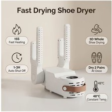 Electric Shoe Boot Dryer 4-Arm Fast Drying 2 Pairs 1-3H Timer 48 C