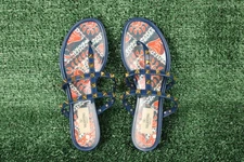 Valentino Rockstud Flat Sandals Blue Multicolor 38/8 Summer Casual "AS IS" Read