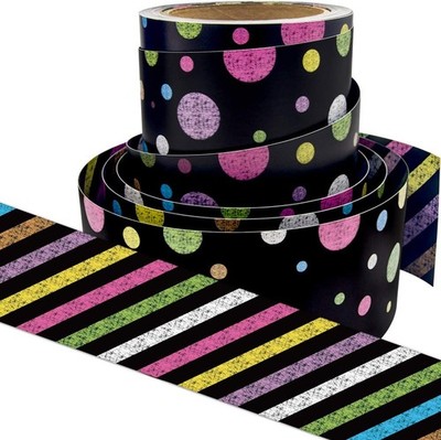 Ceiba Tree Chalkboard Bulletin Board Borders Colorful Polka Dot Straight