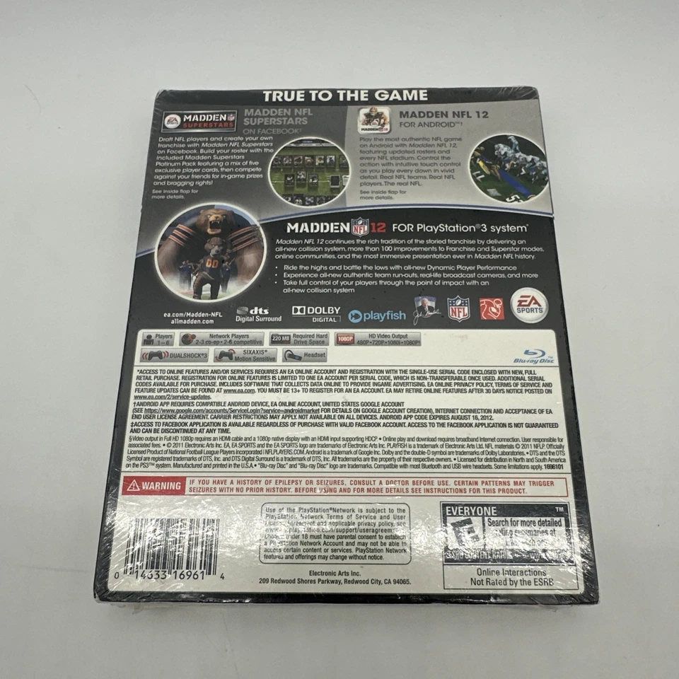 Sealed New Madden 12 - Play Pack 3 PlayStation 3 Android Madden NFL Experiences - Image 2 of 4
