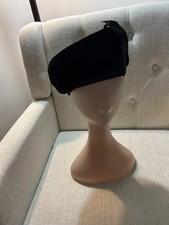 Vintage Women's Black Velveteen Tam Hat, size 21.5", 1950's, very good condition