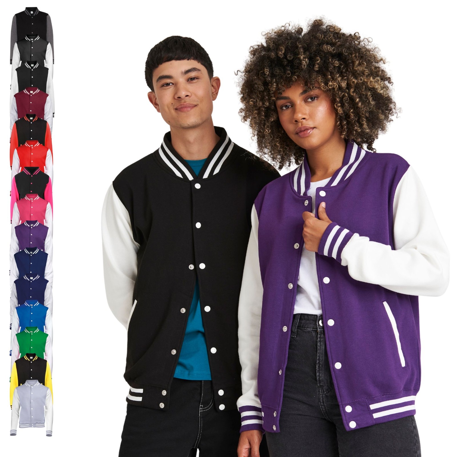 JUST HOODS - Giacca da baseball unisex Varsity College taglie forti fino a 3XL