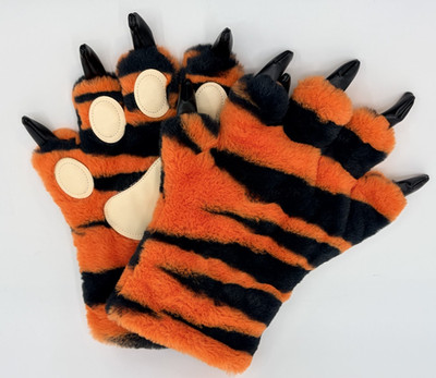 Lazy One Animal Paw Pads and Claws Plush Mitts Gloves Tiger Adult Size Large