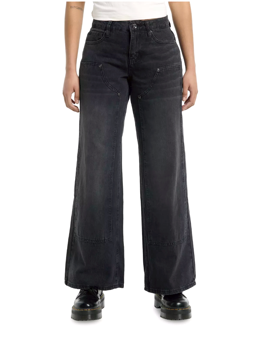 Social Collision Hot Topic Jean Sz 3 27x31 Black Double Knee Wide