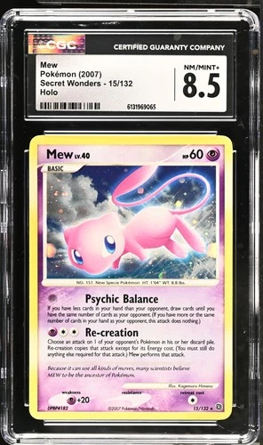 New ListingCGC 8.5 NM/MINT+ Mew 15/132 Holo Secret Wonders Pokemon Card