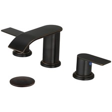 Waterfall Bathroom Faucet 3 Holes, 8" Widespread 2-Handle Lead-Free Bronze