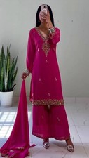 Ethnic Wear Heavy Faux Georgette Top Palazzo With Pink Dupatta For Women Girls