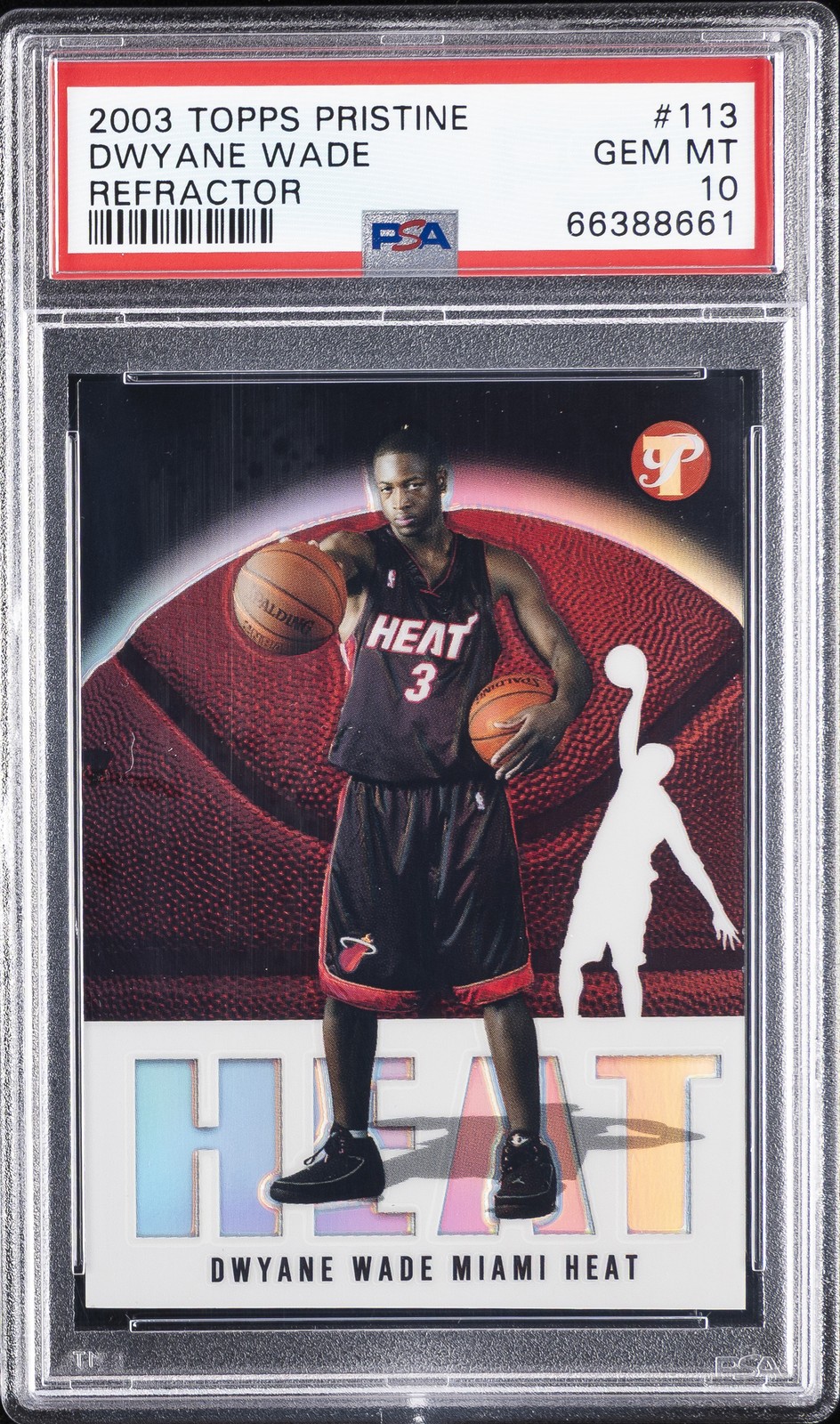 2003 TOPPS PRISTINE REFRACTOR #113 DWYANE WADE ROOKIE RC 766/1999 PSA 10