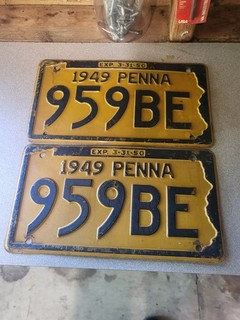 MATCHING SET 1949 PENNSYLVANIA PENNA PLATES 959BE