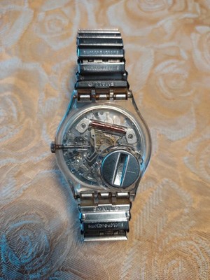 Swatch Uhr Stahl Vintage Unisex GK286 Gent Flex Stencil 1998 Batterie Neu