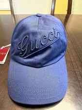 New Authentic Gucci Logo Baseball Hat Navy Size L