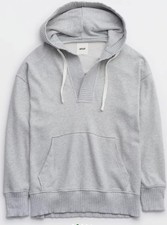 Aerie Down-To-Earth Henley Hoodie Heather Frost Gray Over sized Lounge Large