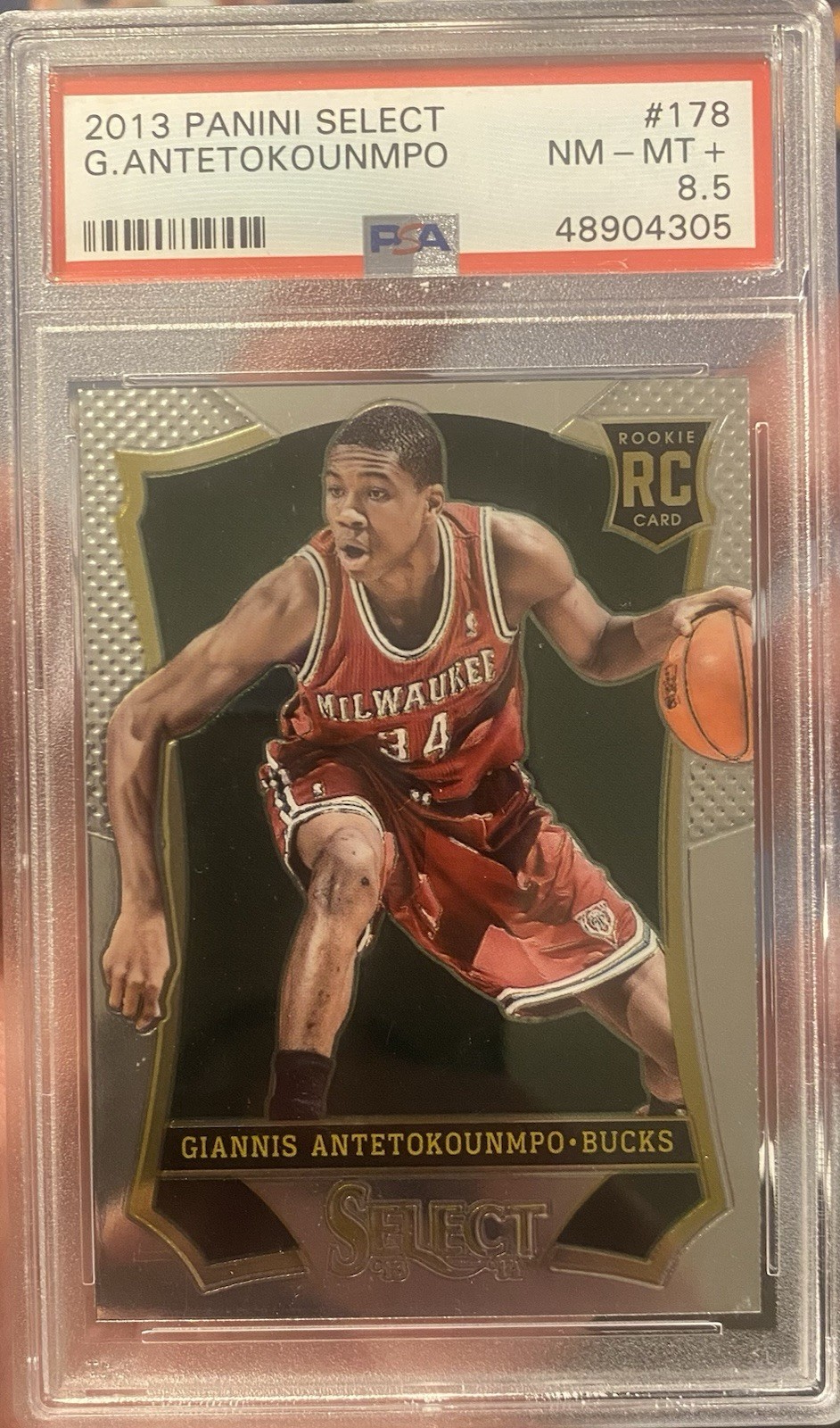 2013-14 Panini Select #178 Giannis Antetokounmpo Rookie Milwaukee Bucks PSA 8.5