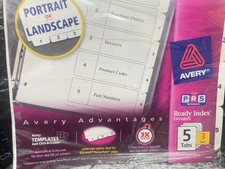 AVERY TABLE OF CONTENTS 3 sets 1-5 printed Ready Index Dividers #11075 (K7)