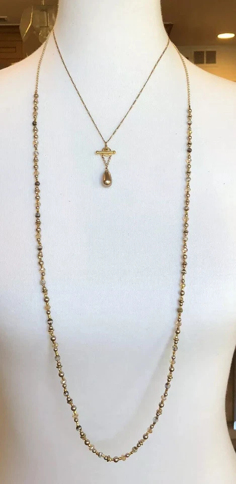 New Authentic Chan Luu Bronze Pearl Mix Layered Necklace