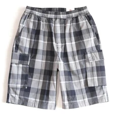 YAGO Men's Checkered Relaxed Fit Cargo Shorts YG2613BC-BN4 (Gray/Blue S-5XL)