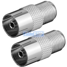 2 x FEMALE COAX to F TYPE FEMALE SCREW SOCKET TV Aerial Sky Connector Adapter