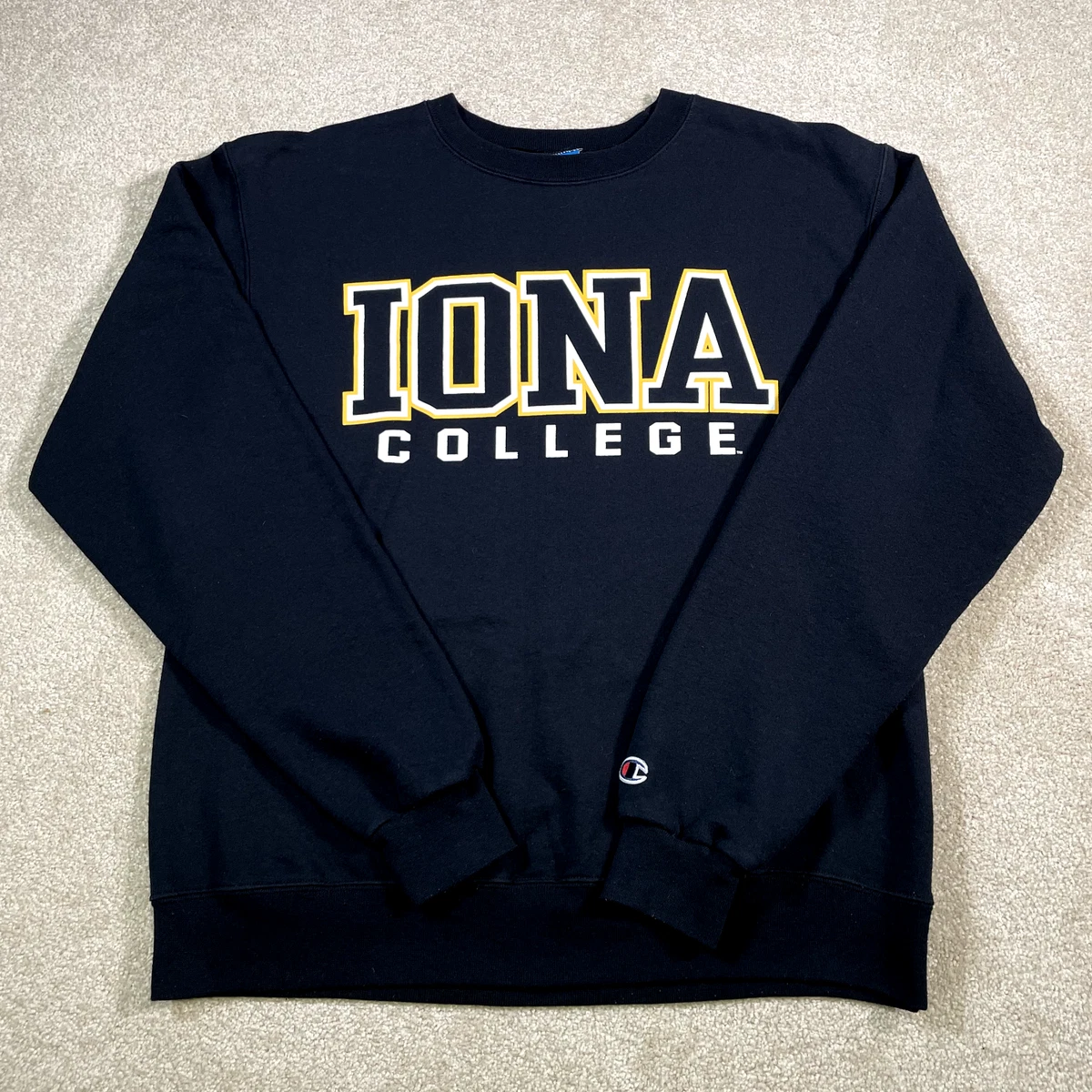 Iona College Sweatshirt Men Medium Adult Black NCAA University Sweater Champion