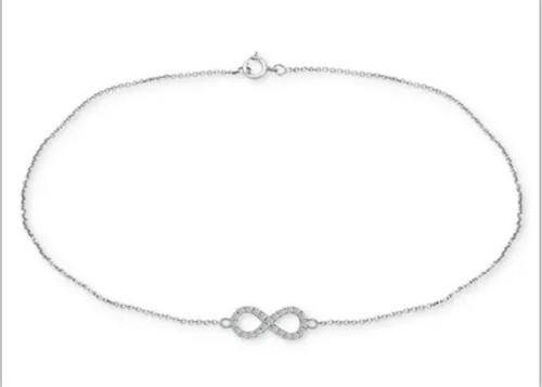 Giani Bernini Cubic Zirconia Infinity Ankle Bracelet In Sterling Silver NWT - Picture 4 of 6