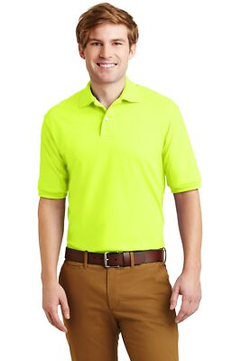JERZEES Mens Short Sleeve 2 Button SpotShield Jersey Knit Sport Shirt 437M