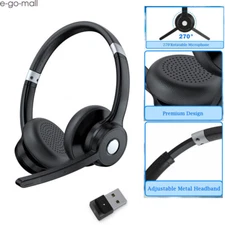 Trucker Bluetooth Headset  40Hrs  Noise Cancelling Headphone with Mute for PC