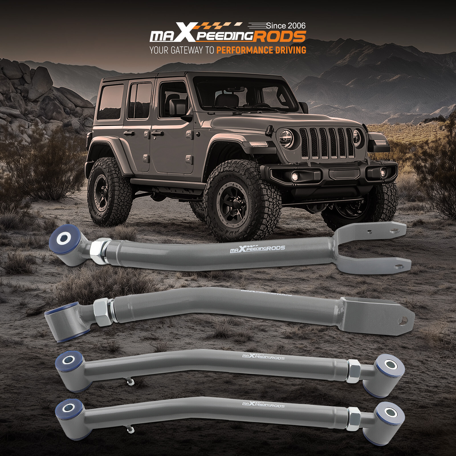Front Upper & Lower Adjustable Control Arms For Jeep Wrangler JL Gladiator JT