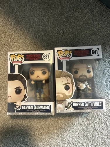 Funko Pop! Vinyl: Stranger Things Eleven(Elevated)And Hopper(with Vines) DAMAGED