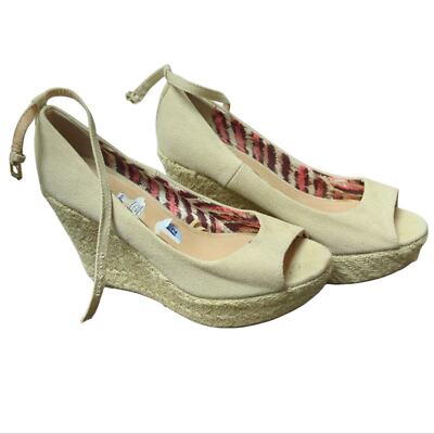 Reg $100 Report ''Leek''  Fabric khaki Wedges sizes 8.5
