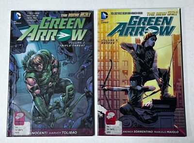 Lot of 2 DC Comics The New 52! Green Arrow Vol. 2 Triple Threat & Vol 6 Broken