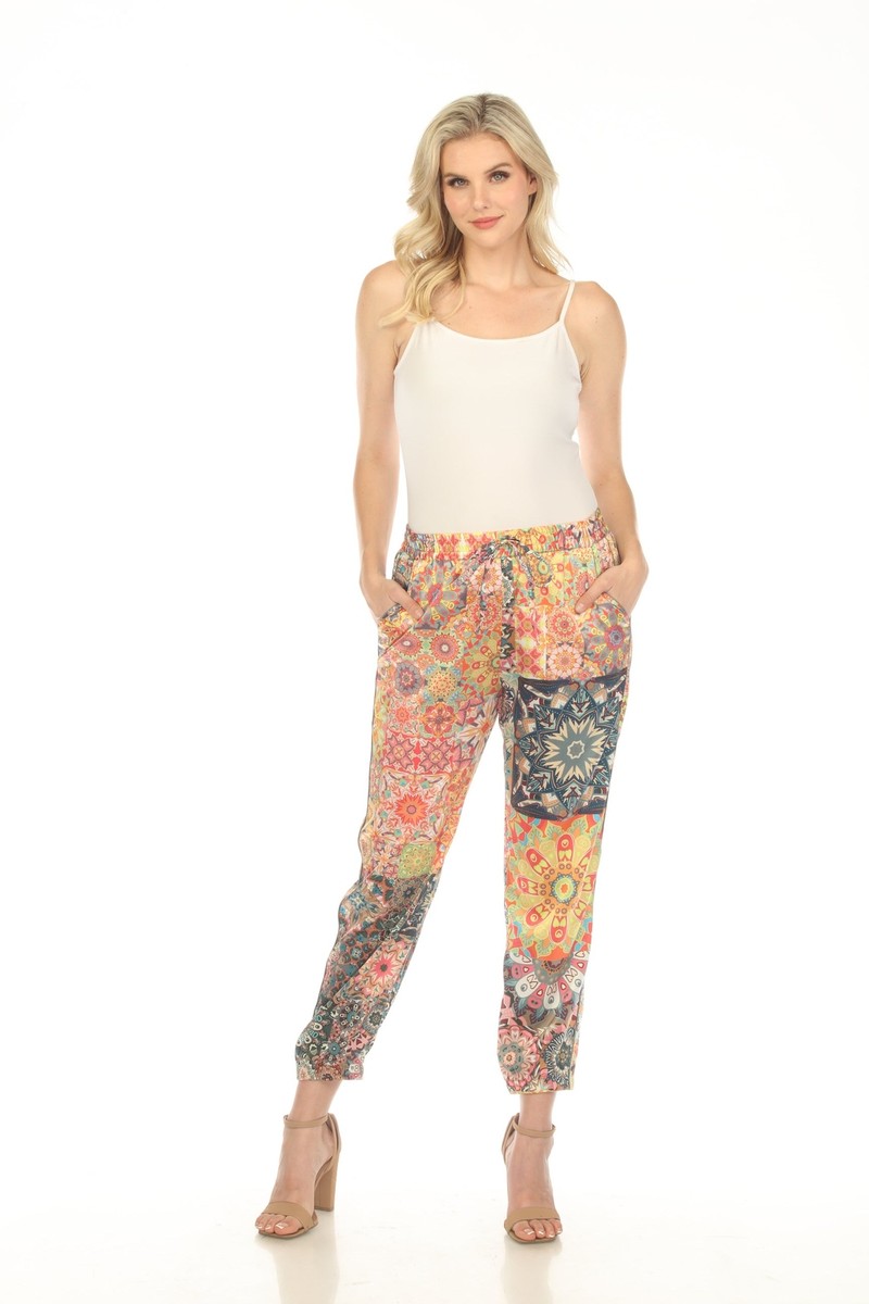 【COSYHARU】Elsie Semi-Wide Jogger Pants Johnny Was Kaleida Elsie Silk Blend Pull On Jogger Pants