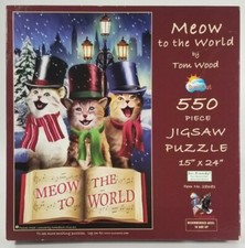 SunsOut MEOW TO THE WORLD Cat Kitten 550 Pc Jigsaw Puzzle Christmas Holidays NEW