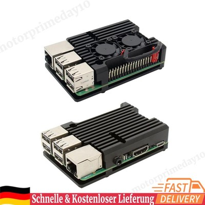 Gehäuse für Raspberry Pi 3 Modell B B+ Aluminiumgehäuse mit zwei Lüftern