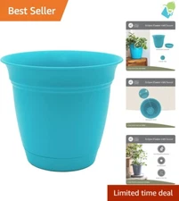 Stylish 12 Inch Round Teal Planter – Perfect for Flowers, Herbs & Vegetables