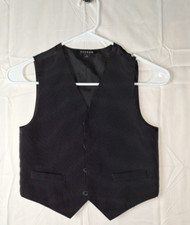 George Boys Waistcoat Vest Size 6 Black Striped Sleeveless Front Pockets