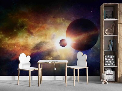 3D Planet Sonne Weltraum Selbstklebende Abnehmbare Tapete Wandbild