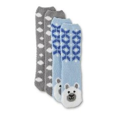 Polar Bear Fuzzy Cozy Soft Socks - bonus pair dot socks - NEW with tags - Cute