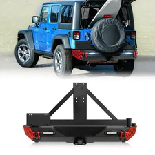 W/ Spare Tire Carrier Rear Bumper For Jeep Wrangler JK JKU Unlimited 2007-2018