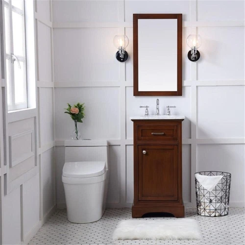 Elegant Decor Americana 19" Single Marble Top Bathroom Vanity in Teak - Picture 18 of 18