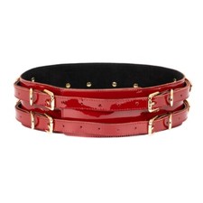 Lacquered Leather Waist Belt. Burgundy