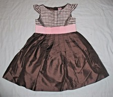 NWT Gymboree Celebrate Spring Easter Silk Bow Gingham Brown Dress Girls 3 4