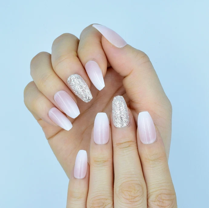FALSE FAKE DIFFRENT SHAPES NAILS MEDIUM COFFIN FRENCH NAIL ART GEL