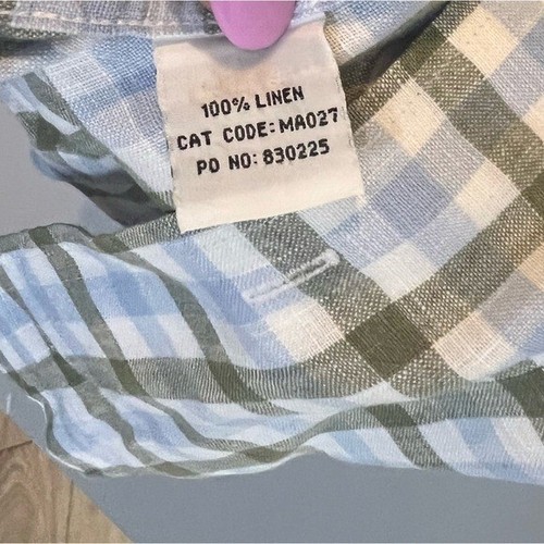 BODEN 100% Linen Button Down Shirt Plaid Blue Green Men's XL - Picture 5 of 5