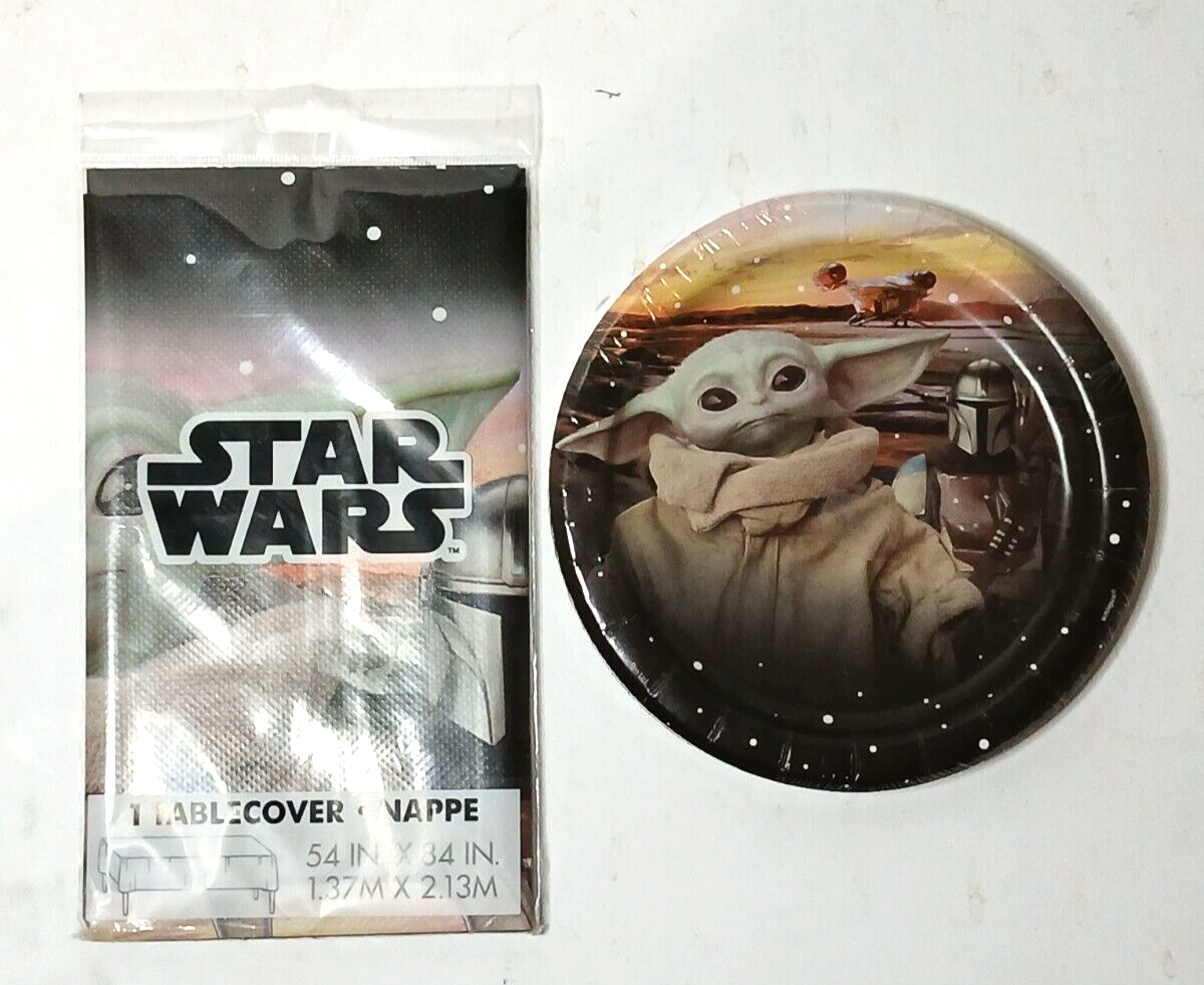 lot Star Wars The Mandalorian Dessert Plates Plastic Tablecover  54x84