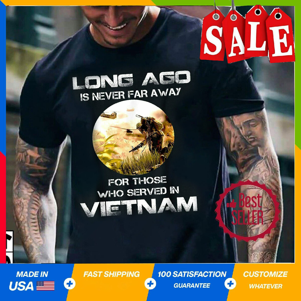 Vietnam War Veteran, Never Forget Vietnam War Black T-Shirt Unisex